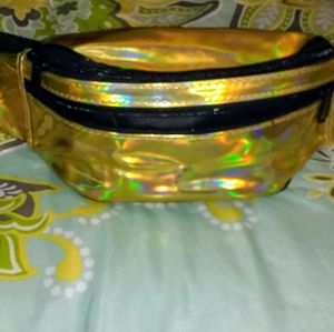 Gold fanny pack.
